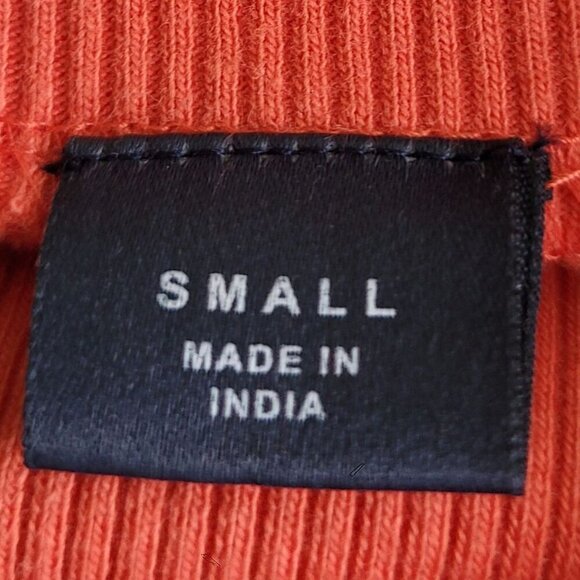 Anthropologie Maeve Ribbed Mock Neck Blair Baby Tee Burnt Orange size S EUC - Picture 8 of 14